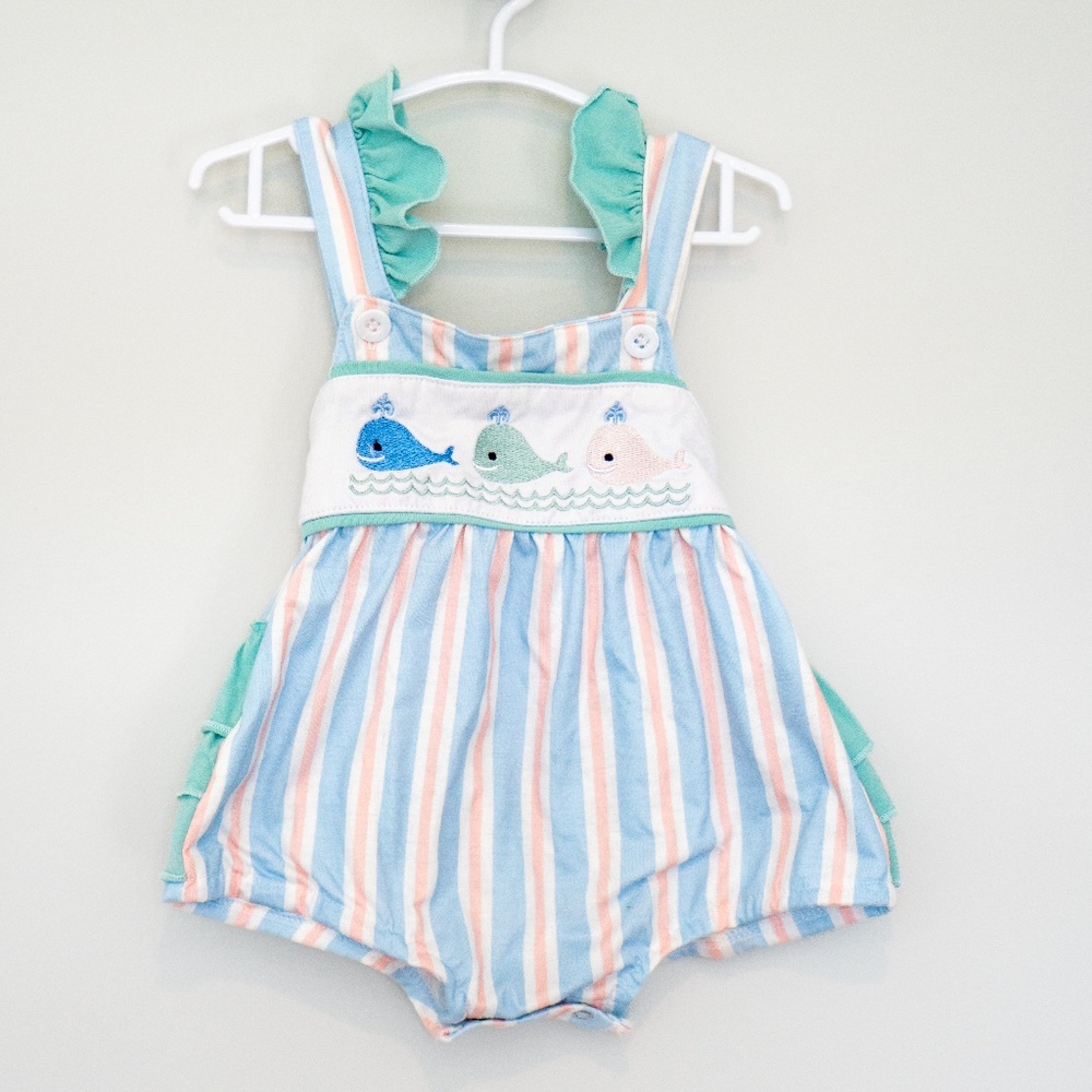 Baby girl - Happy Whale Romper - 6 Months
